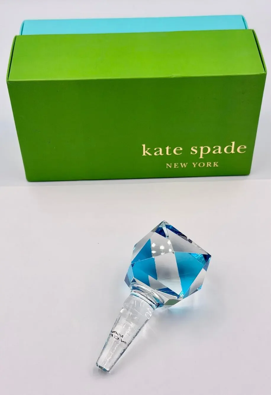 LENOX Kate Spade New York Faceted JULES POINT Blue Crystal Bottle Stopper